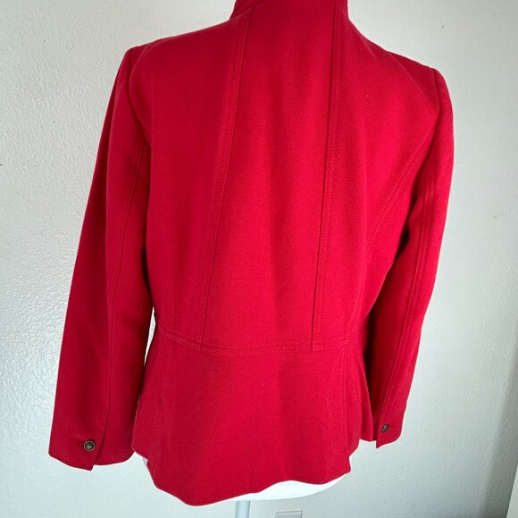 Talbots Women 6P Red Military Jacket Cotton Blend Buttons Twill Classic Holiday - Picture 3 of 16